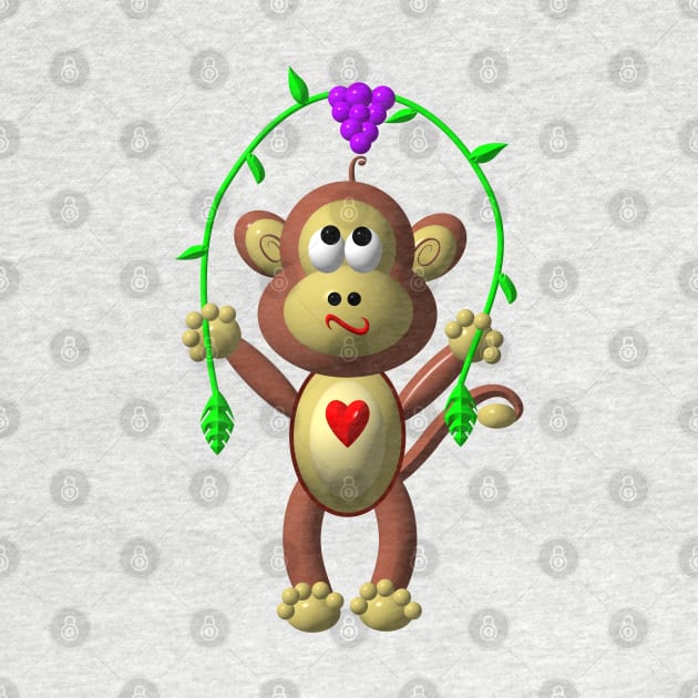 Cute Monkey Jumping Rope by CuteCrittersWithHeart